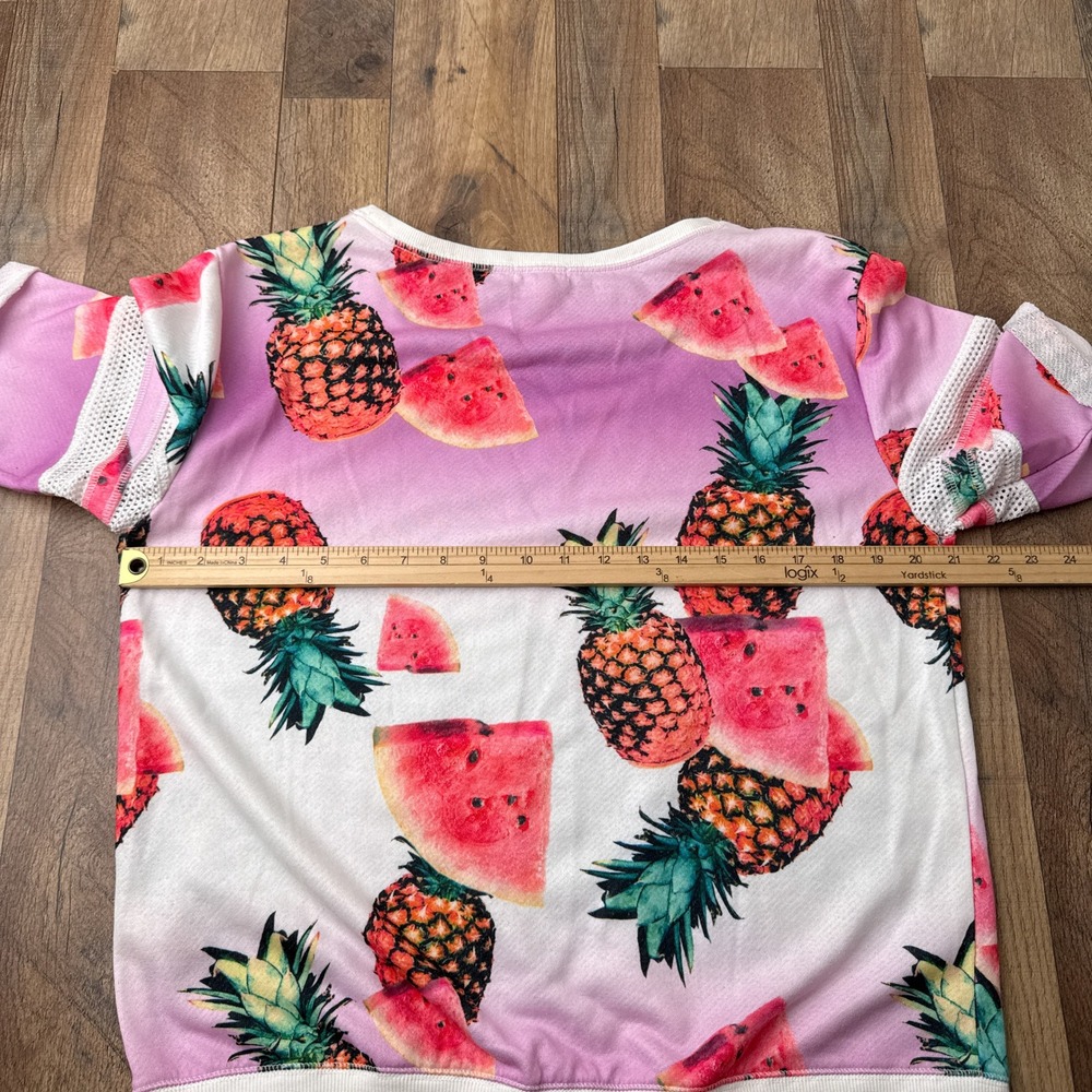 Juicy Couture Sweatshirt Top Pineapple Watermelon Short Sleeve Womens Large - Picture 9 of 10